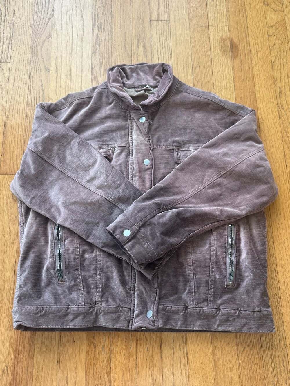 Free People Velvet Jacket Size M Mauve Pink Moto Zipper